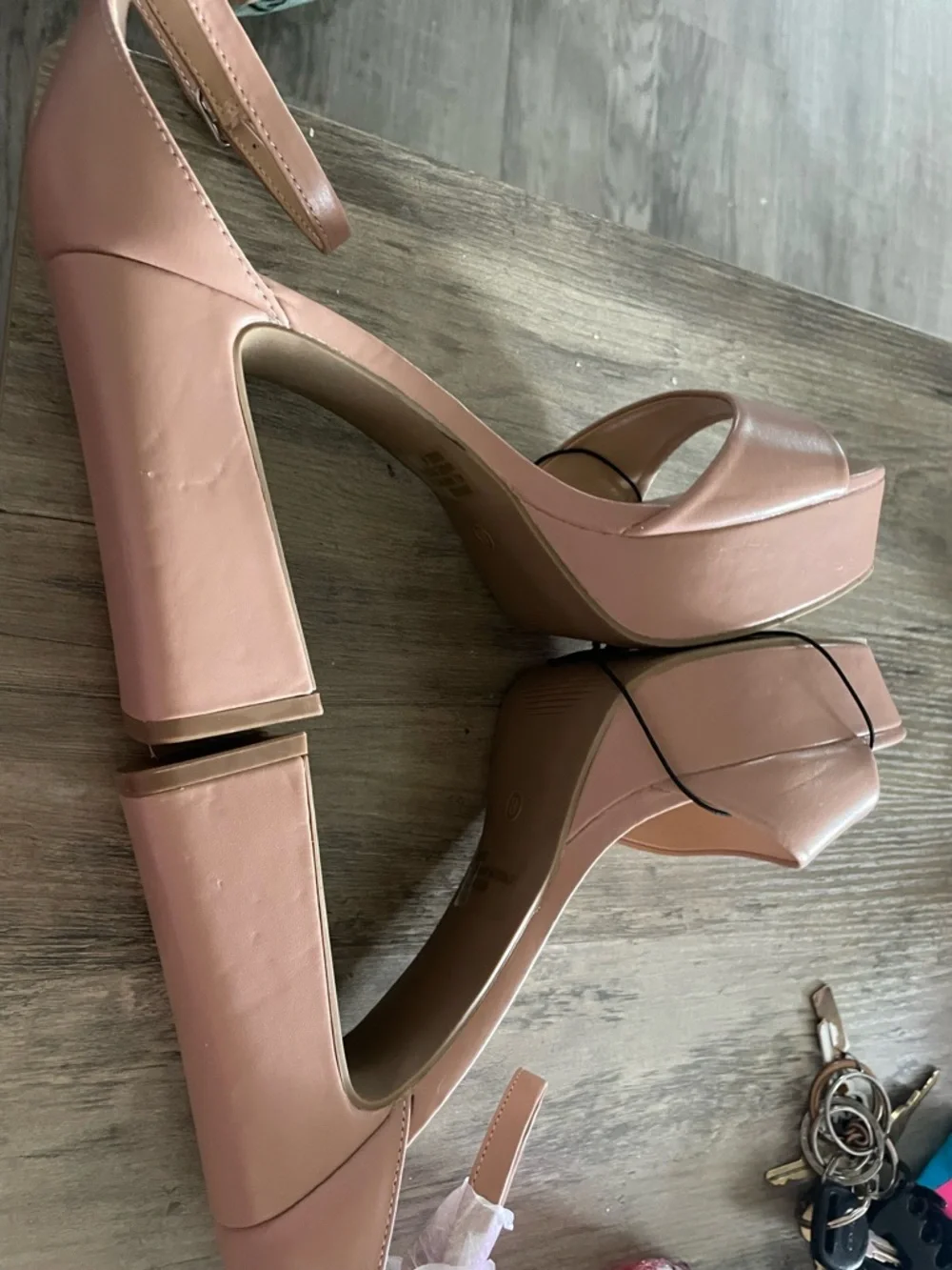 Charlotte Russe Mauve High block Heel platform pumps w buckle ankle strap sz 8